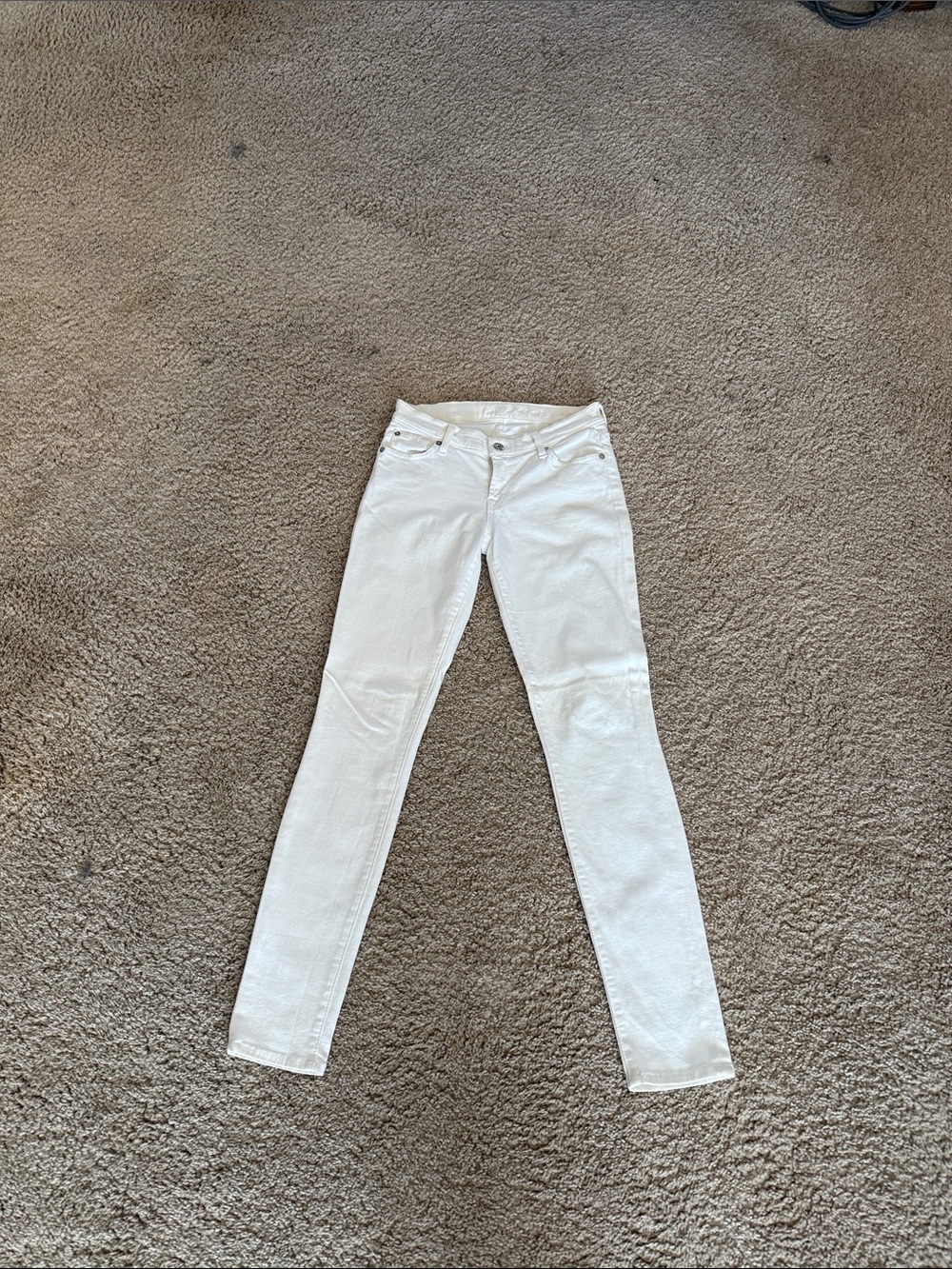 7 For All Mankind White Skinny Jeans - Women's